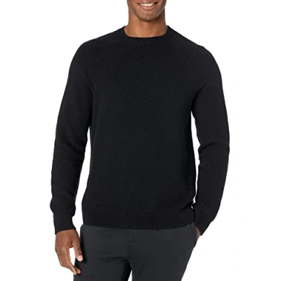 Image of Amazon Essentials Men&#039;s Oversized Fit Textured Cotton Crewneck Sweater, Black, XXL