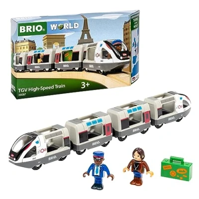 Image of BRIO World TGV inOui French Toy Train and Carriages for Kids Age 3 Years Up Wooden Railway Accessories