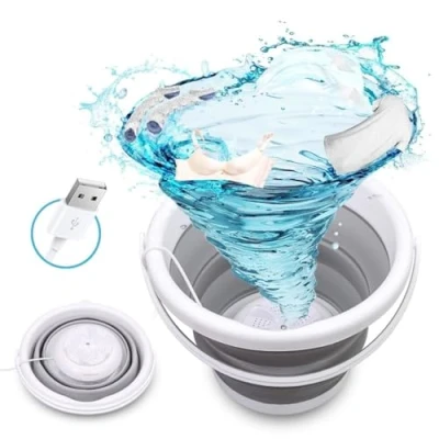 Image of Mini Washing Machine, Ultrasonic Turbine Washer, Foldable Laundry Tub With USB Powered, Portable Compact Personal Baby Clothes Washer for Home Travel Apartments Dorms Socks Underwear Bra