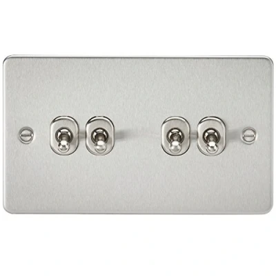 Image of KnightsBridge Flat Plate 10AX 4G 2 way toggle switch brushed chrome