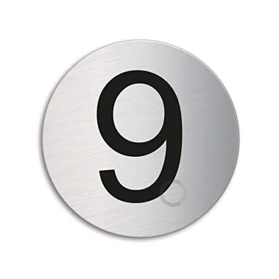 Image of Round room house mailbox number 9 brushed stainless steel no.39079