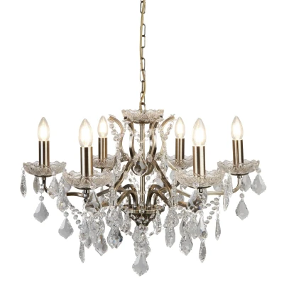 Image of Paris 6 Light Chandelier Antique Brass Finish, E14