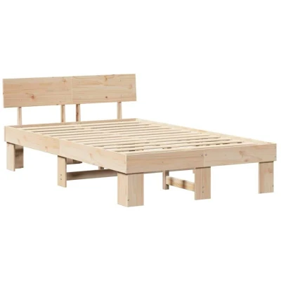 Image of With Headboard Brown 120 x 190 cm Solid pine wood Vidaxl