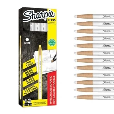 Image of Sharpie Peel Off China Markers Fine Point White Wax Marks on Glass &amp; Plastic 12 Count