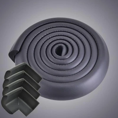 Image of 2M Kids Safety Foam Edge Protector with 4 Corner Guards Rubber Bumper Strip Table Cushion Baby Proofing Furniture Guard Soft Impact Protection (Black)