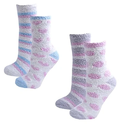 Image of undercover lingerie 4 Pairs Ladies Foxbury Cosy Slipper Socks SK412A Blue/Pink
