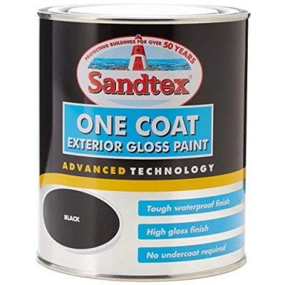 Image of Sandtex One Coat Exterior Gloss Paint 750ml Black