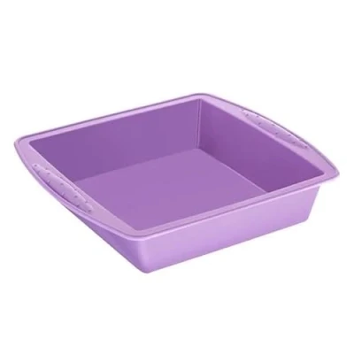 Image of Hygiplas Flexible Silicone Square Bake Pan Purple (Allergen) 245x245mm