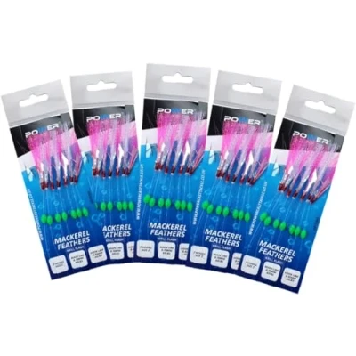 Image of Mackerel feathers sea fishing rigs lures 7 Hooks (Krill Flash 5Pcs)