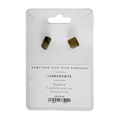 Image of VIE Gemstone Chip Stud Earrings, 1x1cm, Labradorite