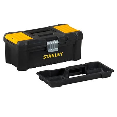 Image of Stanley STST1 75515 Low Essential Tool Box, Black/Yellow, 12.5 Inch