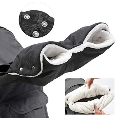 Image of Roysmart Pram Gloves Hand Muff with Fleece Inside, Waterproof and Windproof Stroller Warmer Universal Size for Prams, Buggies, Bike Trailers (Black)