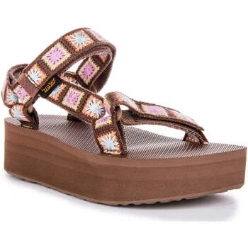 Image of Teva Flatform Universal Crochet women&#039;s Sandals in Brown