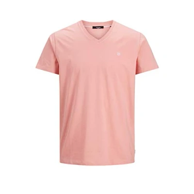 Image of JACK &amp; JONES Mens T Shirt V Neck Short Sleeves Regular Fit Cotton Summer Casual Tee Tops