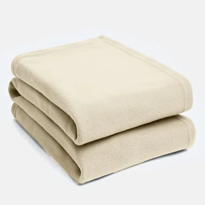 Image of Dreamscene Large Warm Polar Fleece Throw Over Soft Luxury Sofa Bed Blanket, Plain Cream Ivory 120 x 150 cm