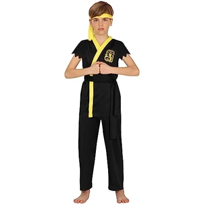 Image of FIESTAS GUIRCA Snake Fighter Boys Fancy Dress Costume Black Karate Warrior Kids Costumes 5 6 years