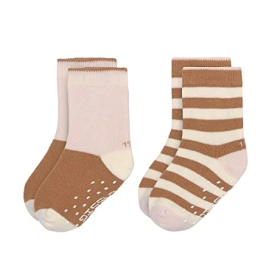 Image of LÄSSIG Unisex Children&#039;s Non Slip Socks Set of 2 Pink Caramel Size 6 8.5