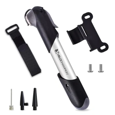 Image of Alloy 7 Frame Mounted Mini Bike Pump Fits Presta &amp; Schrader (Reversible Valve) With 100 PSI / 6.9 bar Max Pressure Portable, Compact, Durable And Quick Easy To Use…