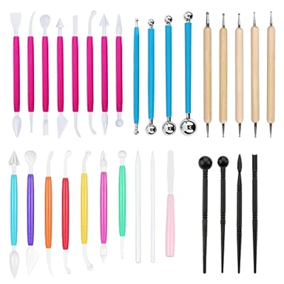 Image of 31 Pcs Cake Decorating Tool Set, Fondant Tool, Polymer Clay Modeling Sculpting Tools Kits for Pottery Sculpture