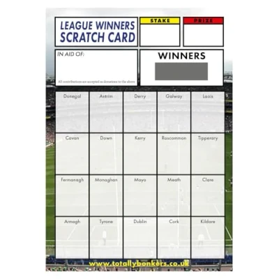 Image of Totally Bonkers Gaelic Football (20) Fundraising Scratch Cards 20 Square A6 (148x105mm) 10 Pack TB0041 Blind Card