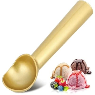 Image of Ice Cream Scoop,Gold Aluminum Scooper,7 Inches One Piece Design Nonstick Cookie Spoon.