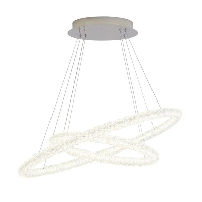 Image of Circle Integrated LED 2 Light Ceiling Pendant Chrome with Glass Crystals