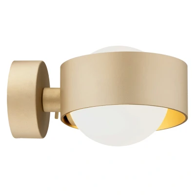 Image of Massimo Plus Outdoor Globe Wall Lamp Opal Matt, Gold IP44