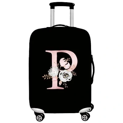 Image of initial letter Printed Design Travel Trolley Case Cover Protector Washable Suitcase Luggage Storage Covers for 18 28 inch (XL (29 32 Luggage), Pink Flower P)