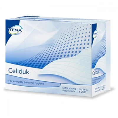 Image of TENA CelldUK, Extra Strong Tissue Cloth, 25cm x 26cm, Pack of 200