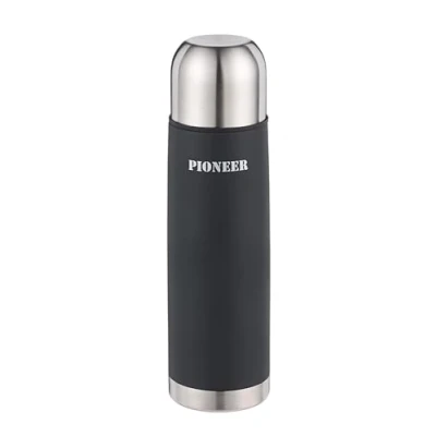 Image of Pioneer 1L Black &amp; Stainless Steel Flask