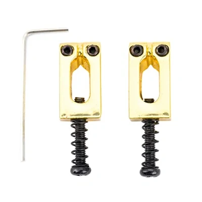 Image of Musiclily Pro 10.8mm Modern Style Saddles for Import Strat Tele Electric Guitar Wilkinson M Series Bridge, Gold (Set of 2)