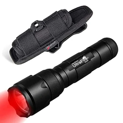 Image of ULTRAFIRE Red LED Hunting Torch 620 630nm Light, Zoomable Single Mode Small Tactical with Flashlight Holster for Night Vision