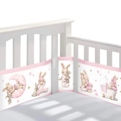 Image of xinwanhong Crib Bumper Pads,Cot with Breathable Mesh,Premium 2 Sided Cot Bed Bumper,Baby Essentials,Safe Alternative To Traditional Baby Bumpers,A4