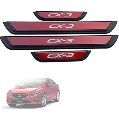 Image of HJHYYHG 4Pcs Car Door Sill Protector, for Mazda CX3 2014 2022 Carbon Fiber Automobile Threshold Protection Kick Plates Accessories,A