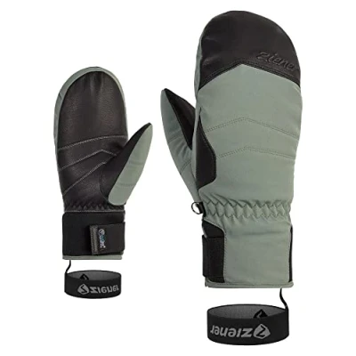 Image of Ziener Kalea Women&#039;s Ski Mittens/Winter Sports, Waterproof, Extra Warm Wool, Green Mud, 7.5