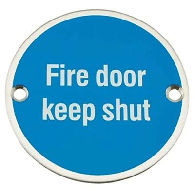 Image of frisco (u.k.) AEC8002 sales limited Door Keep Shut Sign, Stainless Steel, Safety Sign with fixings ,Silver,76mm