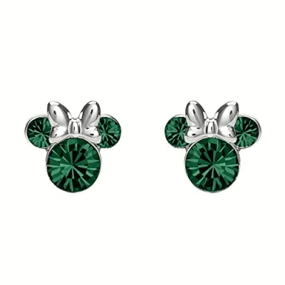 Image of Disney Minnie Mouse Sterling Silver May Birthstone Earrings