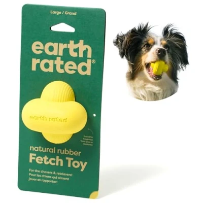 Image of Earth Rated Dog Ball, Interactive Fetch Toy for Small, Medium, and Large Breeds, Comes in Multiple Sizes, Made with Natural Rubber, Perfect Indoor Outdoor Use, Large, Yellow