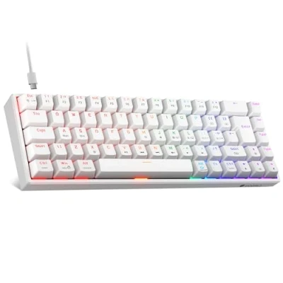 Image of KOORUI 60% Mechanical Gaming Keyboard, Mixed Colors LED Backlit Ultra Compact 69 Keys, Mini Wired Keyboard with Blue Switch for Windows Laptop PC/Mac OS/Xbox WHITE(Blue Switch)