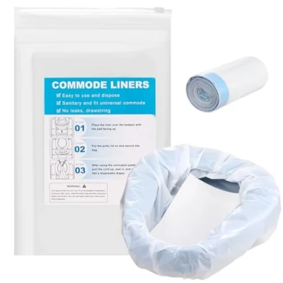 Image of Commode Liners with Absorbent Pads Disposable Bedside and for Toilet Chair Bucket Bags (20 + 20 Pads)