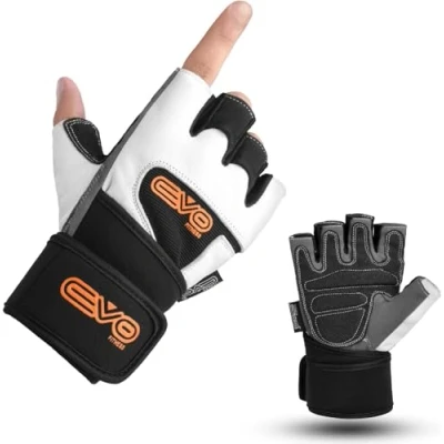 Image of EVO Fitness Pure Leather Weightlifting Gym Gloves Neoprene Wrist Support wraps straps Bodybuilding Wheelchair cycling glove (Small)