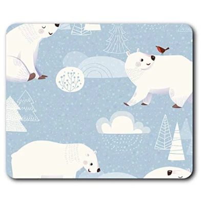 Image of Destination Vinyl ltd Pretty Cartoon Polar Bears Mouse Mat Pad Computer PC Laptop Gaming Office Home Desk Accessory Gadget 3803