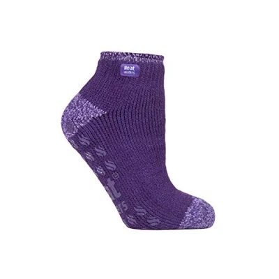 Image of HEAT HOLDERS Ladies 2.3 tog thermal low cut non slip ankle slipper socks in 4 colours size 8 uk (4 UK, Purple)