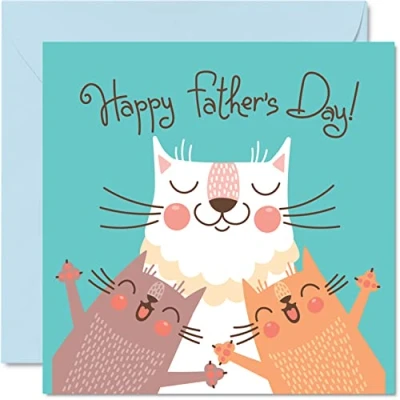 Image of Funny Fathers Day Cards for Dad from the Cat Joke Happy Card Cat, Gifts, 145mm x Father&#039;s Greeting Gift Daddy Papa