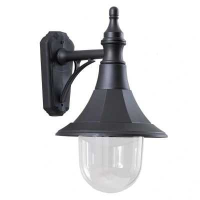 Image of Shannon 1 Light Outdoor Coastal Wall Lantern Black Polycarbonate IP44, E27