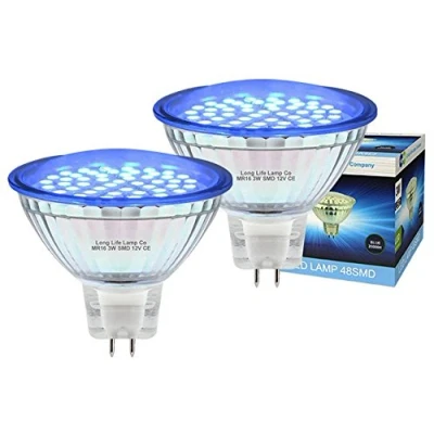 Image of 2 x 12v LED MR16 Blue 3w Low Voltage Spot Light Bulb GU5.3