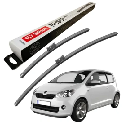 Image of Silbak Windscreen Wipers, fits for SKODA CITIGO (10/2011 ONWARDS) Front Wiper Blades, 600mm/400mm