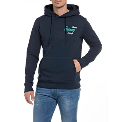 Image of REPLAY Adult M6569B.000.21842 Hooded Sweatshirt, Blue 085, M