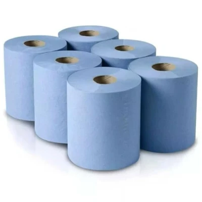 Image of ARA CHOICE 36x Rolls Blue Centre Feed Embossed 2 Ply Paper Kitchen Hand Towels 375 Sheets Per Roll Toilet Tissue Universal Towel Refill Dispenser for Home Office Warehouse Bathroom Garage