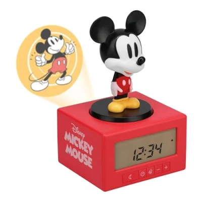 Image of Disney Mickey Mouse Sleep Training Alarm Clock Officially Licensed Gift, Kids Projection Bedroom Night Light Paladone